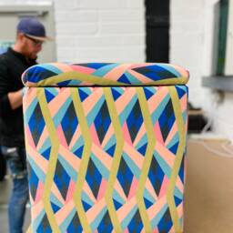 Large Ottoman in Luxury Geometric Velvet - thumbnail 4