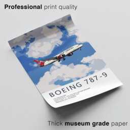 Virgin Atlantic Boeing 787 Print, Aviation Art, Airliner Art Prints, Pilot Gift, Poster, Airline Decor - thumbnail 3