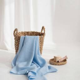 Large Linen Beach Towel, Sky Blue, Softened Stone Washed - thumbnail 2