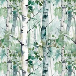 Birch Tree Cushion Cover Woodland Watercolour Home Decor Green Pillow - thumbnail 2