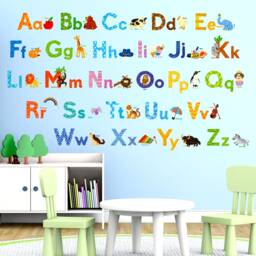 Decowall Alphabet Wall Art Prints - Educational Abc Animal Stickers For Kids Room Or Classroom Decor - Ds8-1608 - thumbnail 1