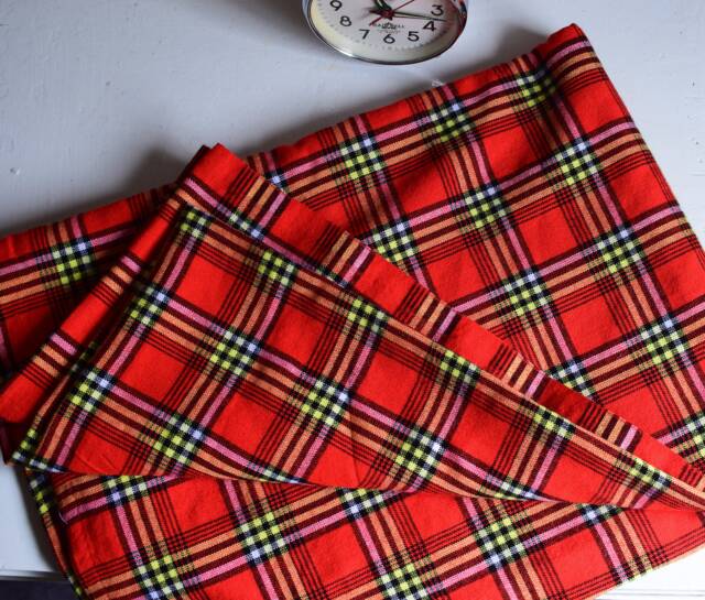 Ethnic Maasai Shuka Blanket - Red Plaid Acrylic Throw - image 1
