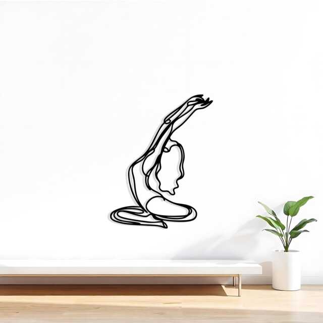 Minimalist Yoga Pose Metal Wall Art, Zen Studio Decor, Unique Birthday Gift - image 1