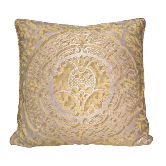 Fortuny Orsini in Bayou-Green & Silvery Gold Lumbar Throw Pillow Cushion Cover - Made Italy - image 1