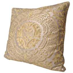 Fortuny Orsini in Bayou-Green & Silvery Gold Lumbar Throw Pillow Cushion Cover - Made Italy - thumbnail 4