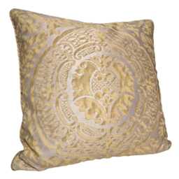 Fortuny Orsini in Bayou-Green & Silvery Gold Lumbar Throw Pillow Cushion Cover - Made Italy - thumbnail 3