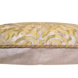 Fortuny Orsini in Bayou-Green & Silvery Gold Lumbar Throw Pillow Cushion Cover - Made Italy - thumbnail 2