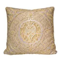Fortuny Orsini in Bayou-Green & Silvery Gold Lumbar Throw Pillow Cushion Cover - Made Italy