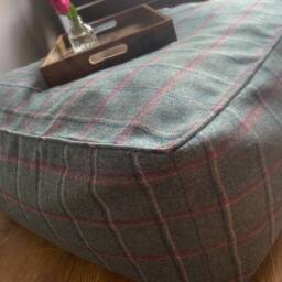 Custom Pouffe in Abraham Moon Glen Lyon Teal Wool - Please Note That Full Price Is On Quotation - thumbnail 2