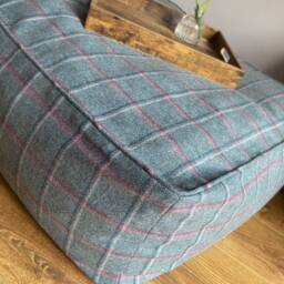 Custom Pouffe in Abraham Moon Glen Lyon Teal Wool - Please Note That Full Price Is On Quotation - thumbnail 3