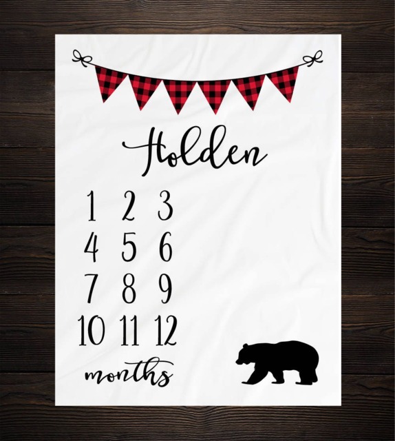 Baby Milestone Blanket Month Growth Tracker Fleece Shower Tribal Newborn Gift Minky Boy Rustic Nursery - image 1