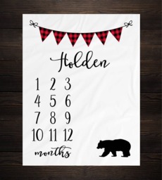 Baby Milestone Blanket Month Growth Tracker Fleece Shower Tribal Newborn Gift Minky Boy Rustic Nursery - thumbnail 1