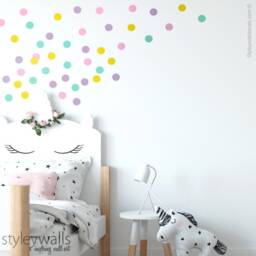 Polka Dots Wall Decal, Confetti Colorful Pattern Decor, Nursery Kids Room Decals - thumbnail 1