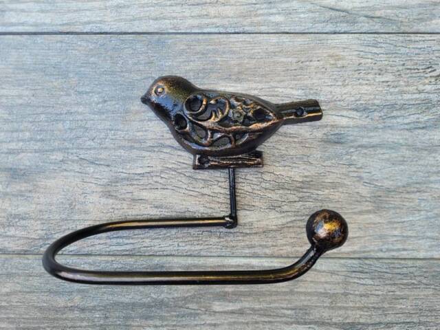 Bird Toilet Paper Holder, Tp Tissue Nature, Wall Hook, Bathroom Hardware, Bath Fixture - Fleur - image 1