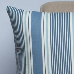 Coastal Stripe Xl Rectangular Cushion in Navy Blue. Classic Nautical Striped Pattern Marine Blue & Seafoam White. 23X15 - thumbnail 2