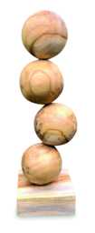 Teak Four Ball Stacked Sculpture On Root Base 45cm