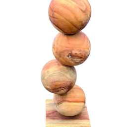 Teak Four Ball Stacked Sculpture On Root Base 45cm - thumbnail 4