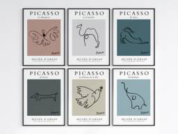 Picasso Line Art - Print Drawing Home Decor Wall Vintage Poster Exhibition Dove Dog - thumbnail 1
