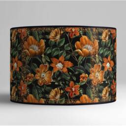 Vintage Floral Lampshade, Retro Flower Print, Black & Gold - thumbnail 3