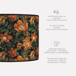 Vintage Floral Lampshade, Retro Flower Print, Black & Gold - thumbnail 2