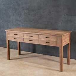 Reclaimed Teak Console Table With Drawers - Rustic Slim Hallway Entryway Furniture - thumbnail 3