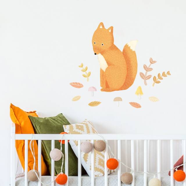 Woodland Fox Wall Decals - Plastic-Free Wall Stickers For Kids Rooms - image 1
