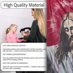 Jesus Holding Wine Glass Contemporary Graffiti, Lightweight Warm Gift, Comfortable Everyday Use - Super Soft Fleece Blanket Bed Sofa Throw - thumbnail 4