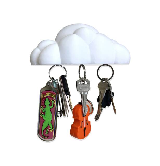 Magnetic Cloud Wall Mount Key Holder, Holds 3 Sets, Adhesive For Included, Strong Magnets - image 1