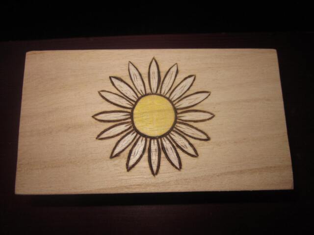 Woodburned Daisy Wooden Box Keepsake True Friendship - image 1