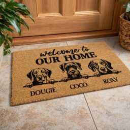 Customized Dog Lover Welcome Mat - Hand-Drawn Pet Illustration & Name - thumbnail 4