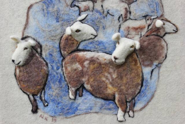 Felted Wall Hanging , , Sheep in The Snow - image 1