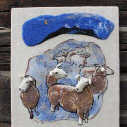 Felted Wall Hanging , , Sheep in The Snow - thumbnail 2