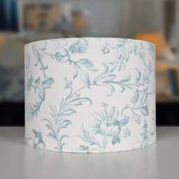 Lampshades in Laura Ashley Ironwork Scroll Duck Egg Fabric Handmade Free Delivery - thumbnail 3