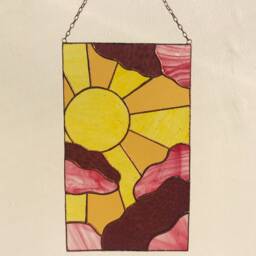 stained Glass Suncatcher Picture Sun Moon Landscape Home Decor. Window Wall Hanging. Gift For Mothers Day - thumbnail 3