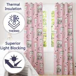 Cute Kawaii Coffee Maker Milk Carton Cups Soft Pink Background Seamless Pattern Readymade Eyelet Ring Top Thermal 100% Blackout Curtains - thumbnail 3