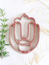Ceramic Hamsa Wall Art - 3D Printed Clay - Housewarming Gift From Israel, Mediterranean Art, Home D??cor Spiritual Gift, Pink Glaze - thumbnail 1