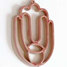 Ceramic Hamsa Wall Art - 3D Printed Clay - Housewarming Gift From Israel, Mediterranean Art, Home D??cor Spiritual Gift, Pink Glaze - thumbnail 2
