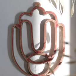 Ceramic Hamsa Wall Art - 3D Printed Clay - Housewarming Gift From Israel, Mediterranean Art, Home D??cor Spiritual Gift, Pink Glaze - thumbnail 3