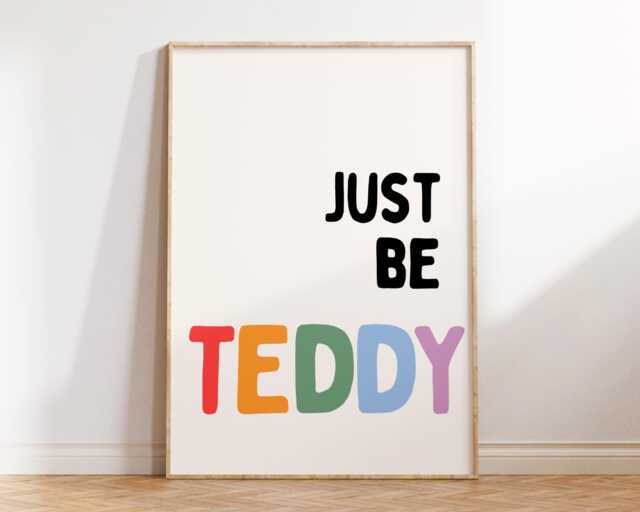 Rainbow Personalised Name - Kids Bedroom Girl Boy Unisex Poster Positive Quotes Just Be I Am More Playroom Nursery Print - image 1