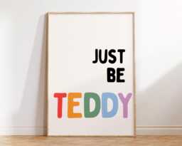 Rainbow Personalised Name - Kids Bedroom Girl Boy Unisex Poster Positive Quotes Just Be I Am More Playroom Nursery Print - thumbnail 1