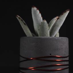 Copper Wire Concrete Pot, Charcoal Cement Planter, Minimalist Modern Decor - thumbnail 2