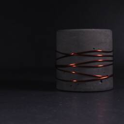 Copper Wire Concrete Pot, Charcoal Cement Planter, Minimalist Modern Decor - thumbnail 3