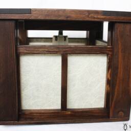 Artisanal Style Oriental Chandelier Wood & Rice Paper, Rustic Chandelier, Warm Ceiling Applique - thumbnail 3