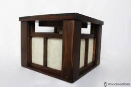 Artisanal Style Oriental Chandelier Wood & Rice Paper, Rustic Chandelier, Warm Ceiling Applique