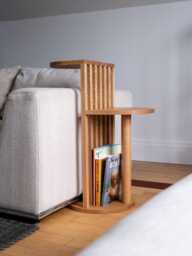 Handcrafted Japandi Side Table Mcm Red Oak Nightstand