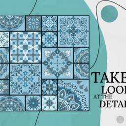 Collage Patchwork Art Azulejos Vinyl Flooring, Blue Floor, Black Baby Shower Ideas, Floor Tiles Ideas For Work, Comfort Flooring - thumbnail 2