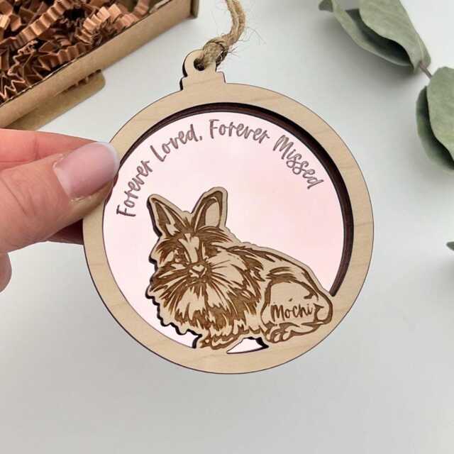 Lionhead Rabbit Decoration, Lionhead Memorial Ornament, Rabbit Christmas Bauble, Personalised Ornament - image 1