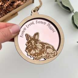 Lionhead Rabbit Decoration, Lionhead Memorial Ornament, Rabbit Christmas Bauble, Personalised Ornament - thumbnail 1