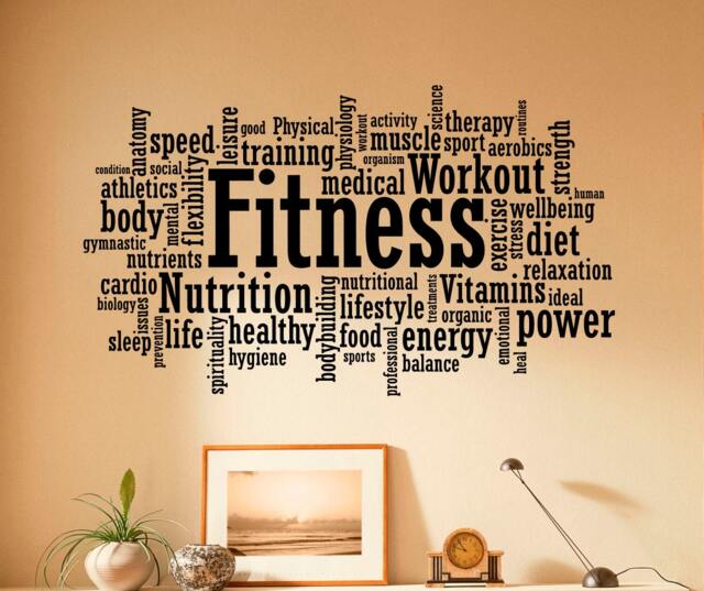Fitness Wall Decal Vinyl Stickers Sport Gym Words Interior Home Design Art Murals Graphics Decor - 12F01W - image 1