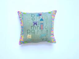 Easter Spring Alphabet Sampler Cross Stitch Decor, Finished Mini Pillow - thumbnail 1